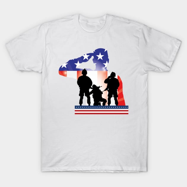 Soldier Patriotic American Flag Memorial Day Gift T-Shirt by chrizy1688